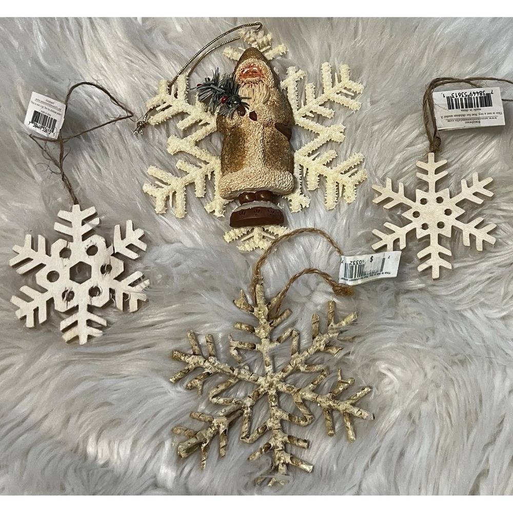 Kurt S Adler Victorian Santa Snowflake Midwest Cristmas Ornament Lot 4‎ Set